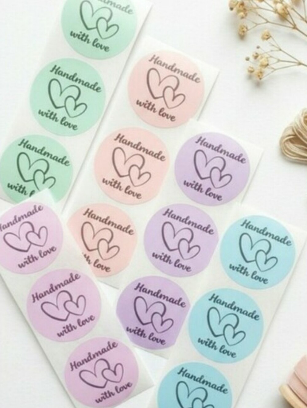 3/$15 50pc 2” Happy Mail Has Arrived Stickers Mint Green Packaging Labels - Picture 4 of 5
